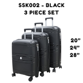 3 Pieces Set Suitcase Luggage - BLACK