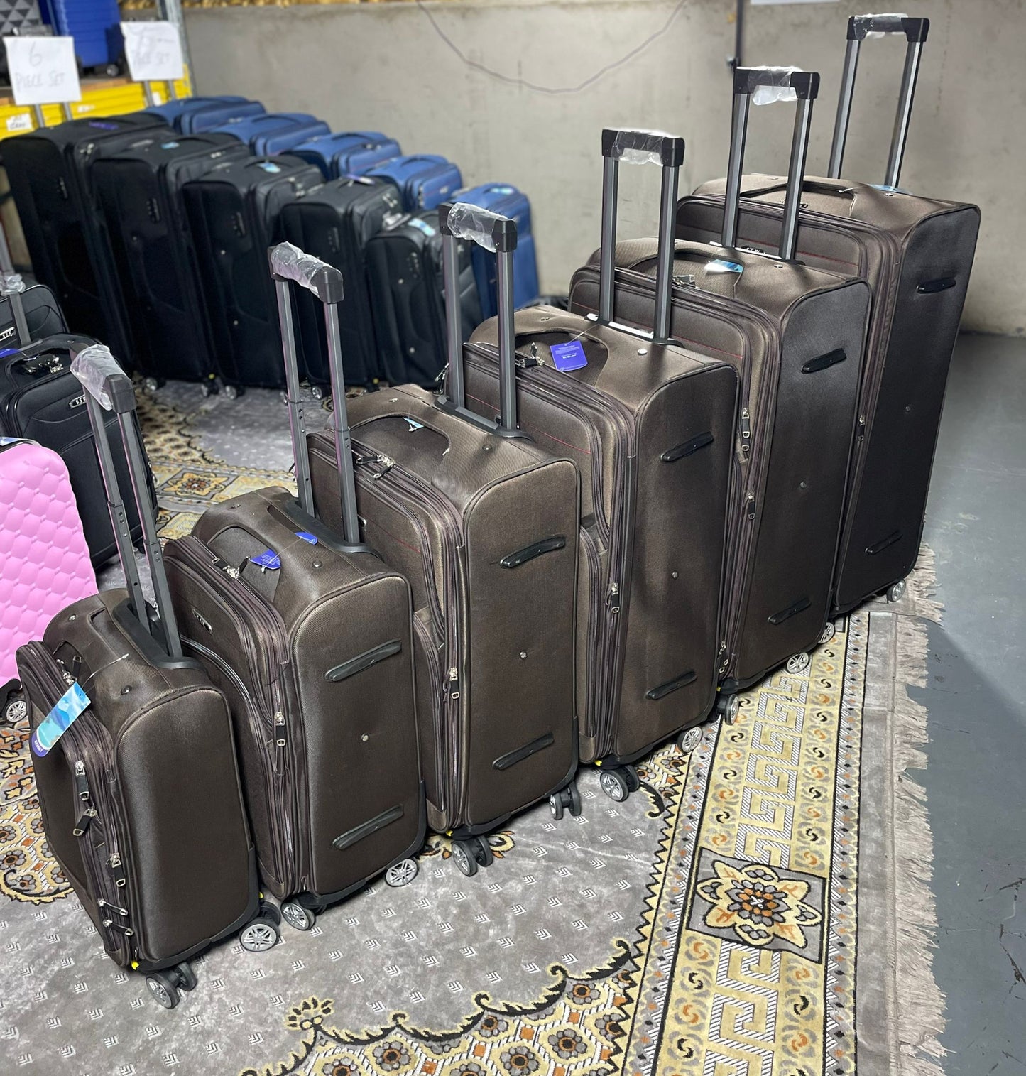 6 Pieces Suitcase Luggage - Brown