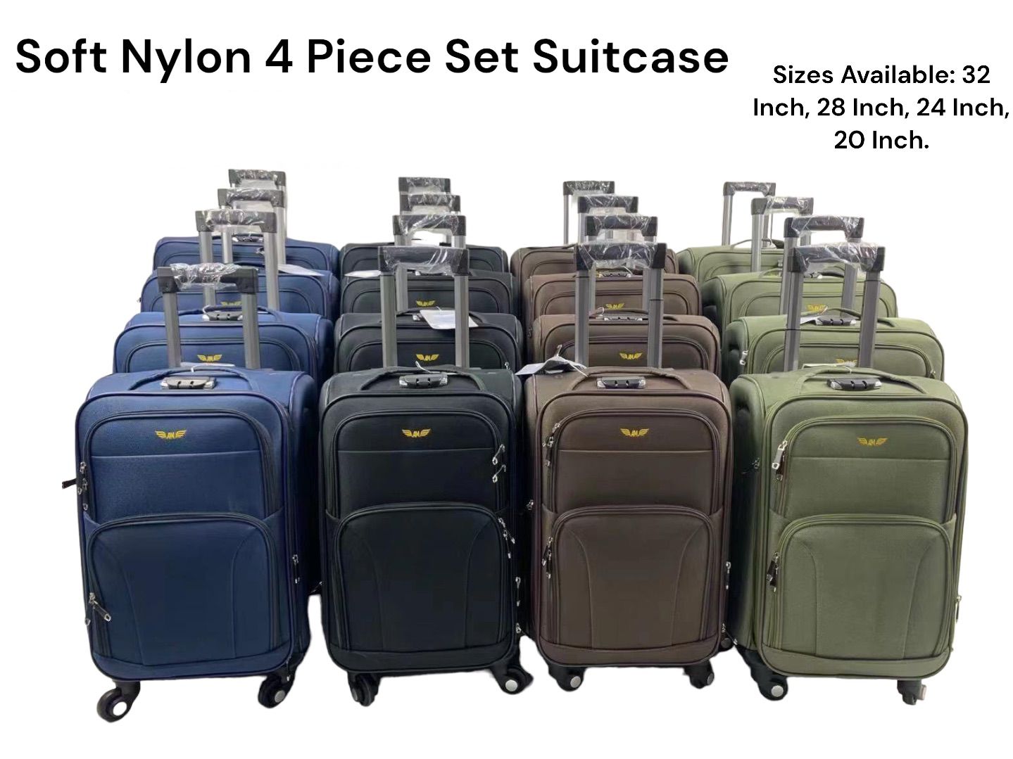 Soft Nylon 4 Piece Set Suitcase